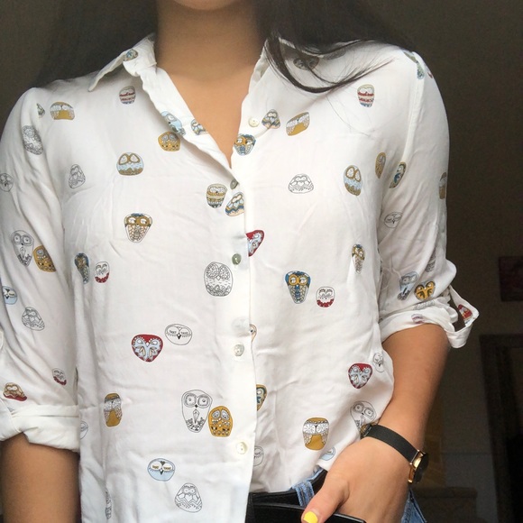 ZARA owl blouse - Picture 1 of 2